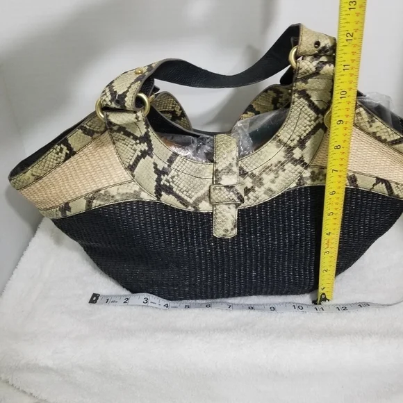 Vintage Brahmin Jute and Snakeskin Hobo bag